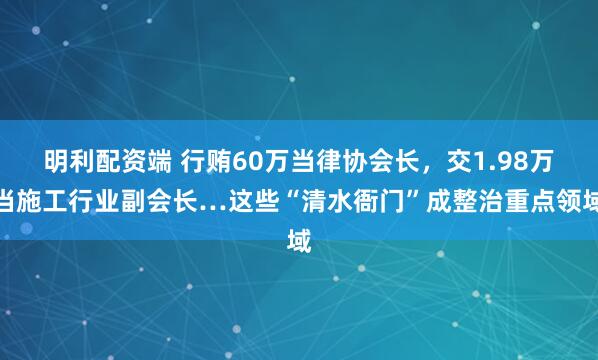 明利配资端 行贿60万当律协会长，交1.98万当施工行业副会长…这些“清水衙门”成整治重点领域